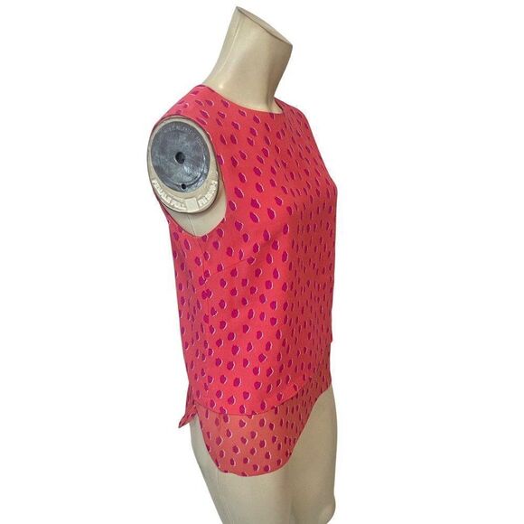 KATE SPADE New York Sleeveless Crew Neck Leopard Top, Flamingo Pink XS - Picture 3 of 6